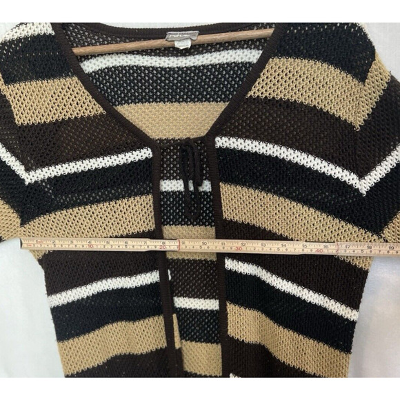 Vintage Y2K Rave Womens Knit Sweater Cardigan Duster Size M Striped Coachella - Picture 13 of 14